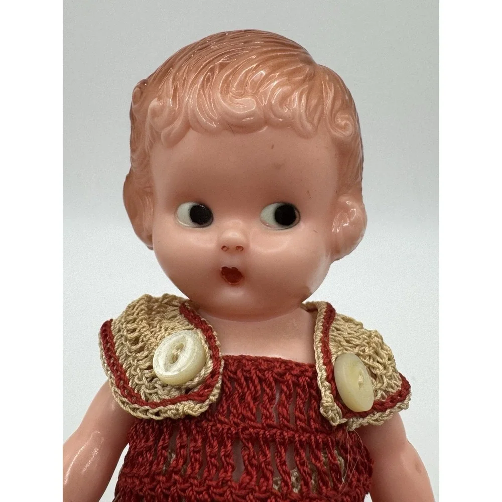 Vintage Knickerbocker Celluloid Cutie Girl Doll